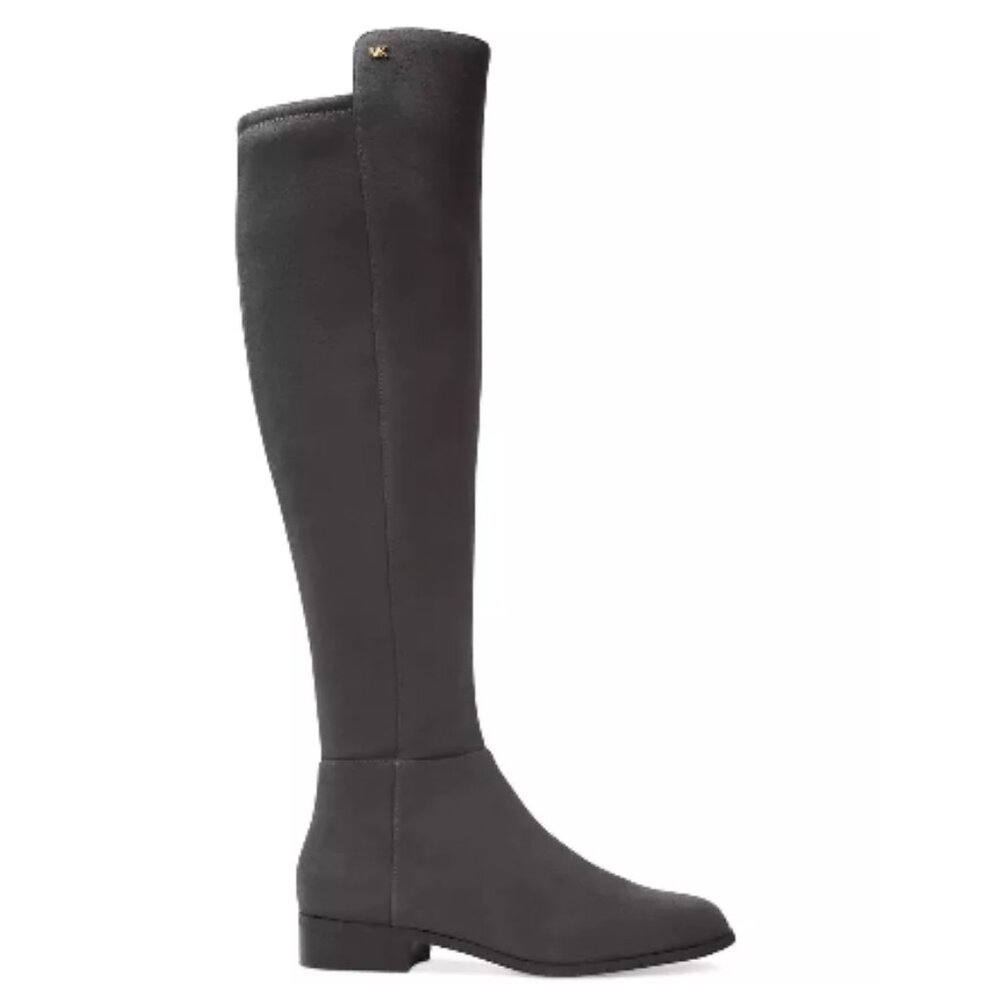 Michael Kors Women's Bromley Flat Tall Riding Boots Suede Charcoal - Picture 1 of 13